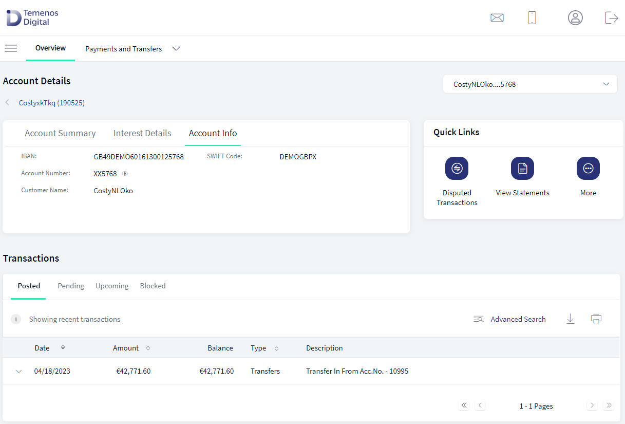 Account info fields